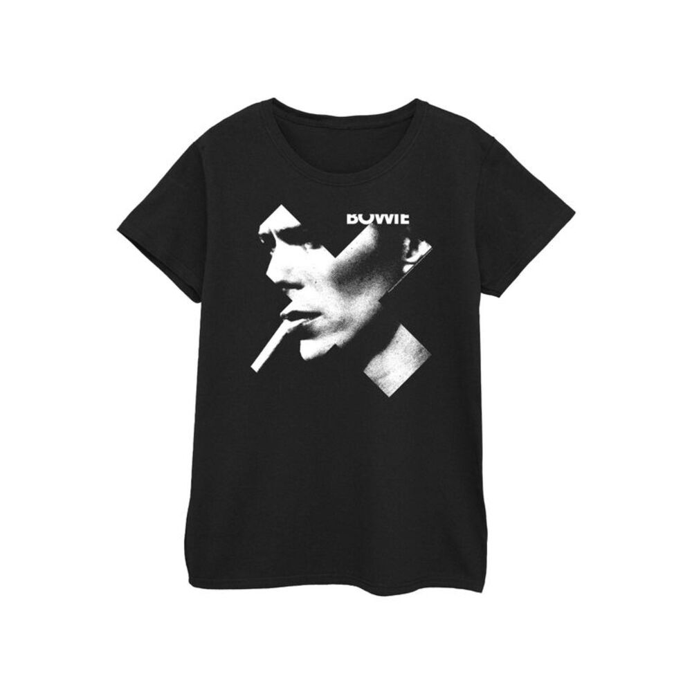 David Bowie Womens/Ladies Cross Smoke Cotton T-Shirt / Black